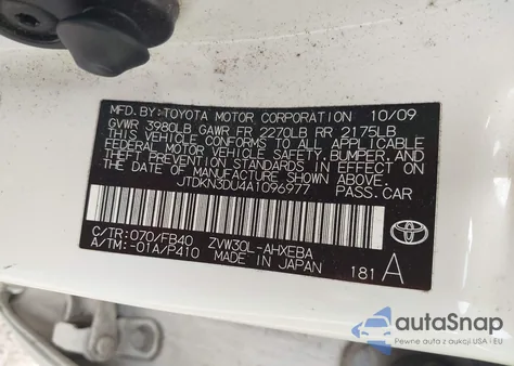 2010 Toyota Prius Ii из США, поврежденный, VIN JTDKN3DU4A1096977